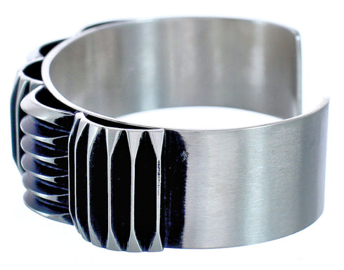 Patterned Navajo Genuine Sterling Silver Cuff Bracelet CB118198